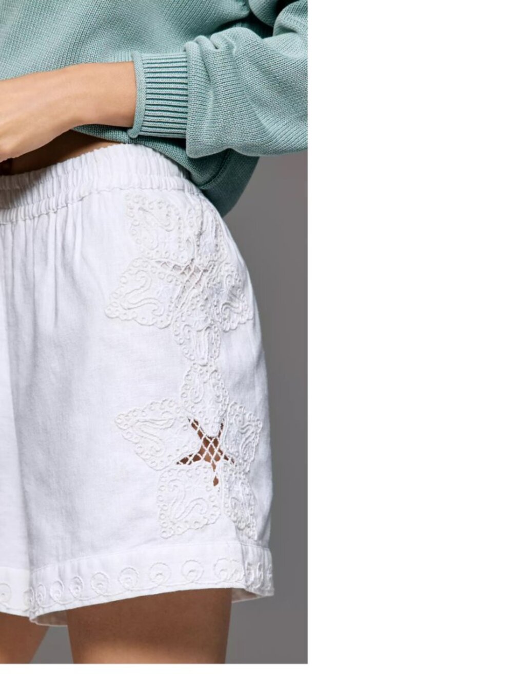 Anthropologie Ollari Cutwork Pull-On Shorts XL white color new with tag nwt - Picture 4 of 10